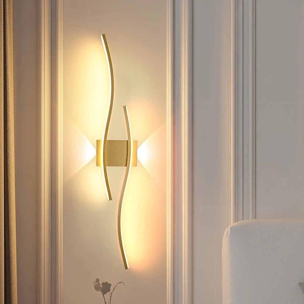 Applique Murale LED Moderne – Double Courbe avec Télécommande