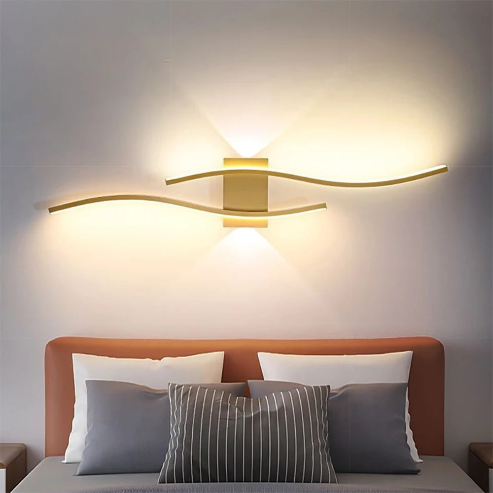 Applique Murale LED Moderne – Double Courbe avec Télécommande