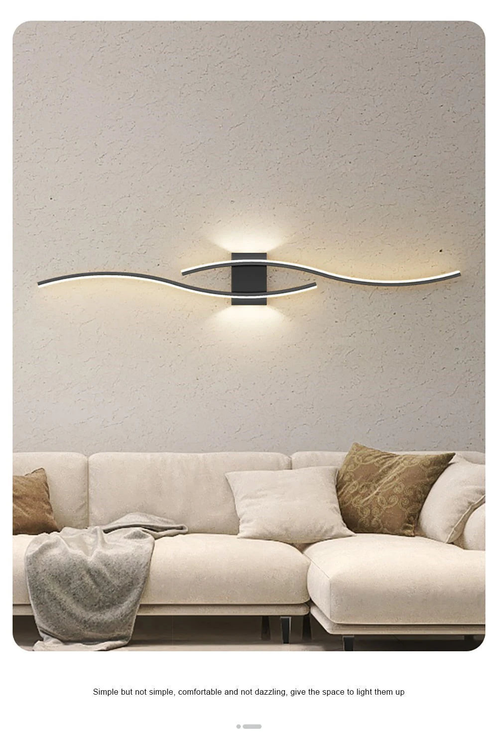 Applique Murale LED Moderne – Double Courbe avec Télécommande