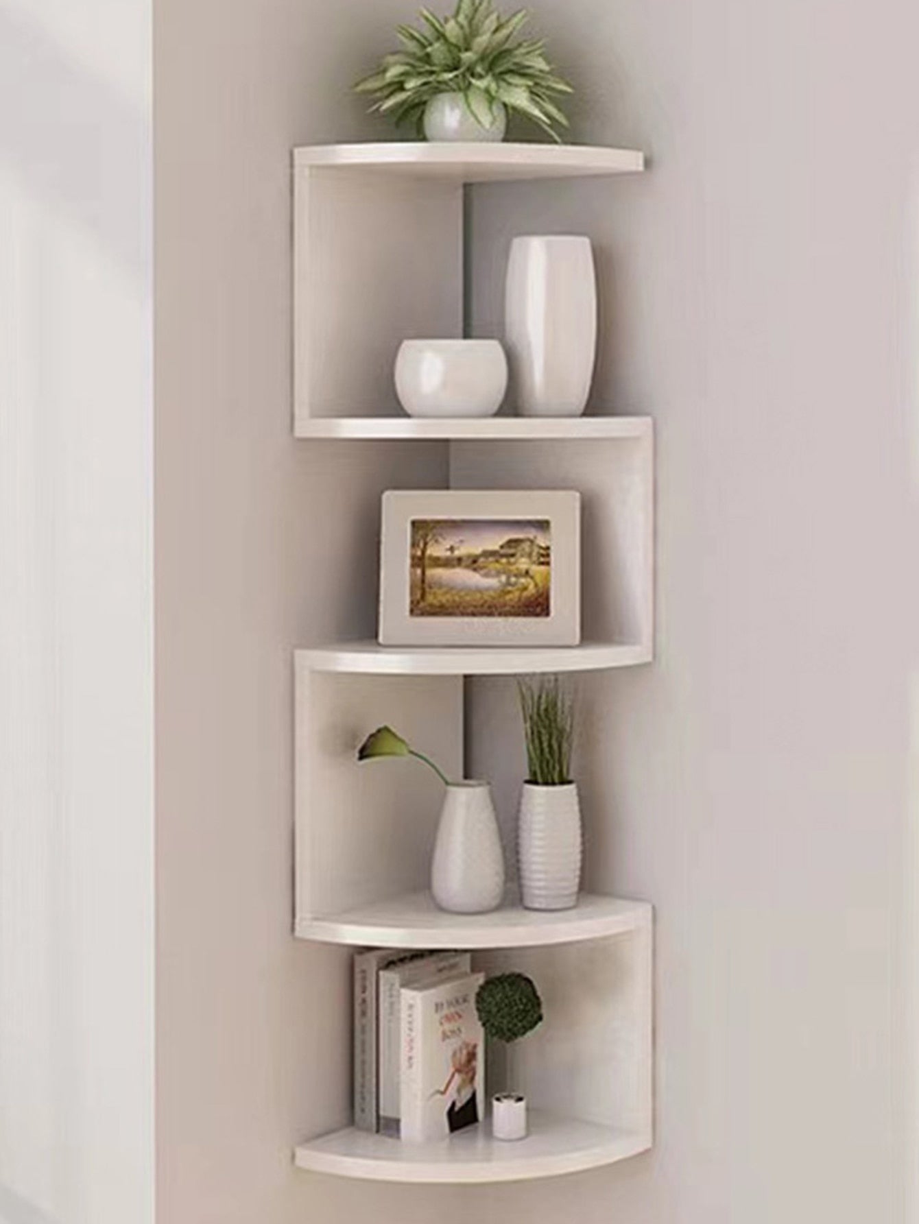 5-Layers Wooden Shelf Wall Corner Organizer
