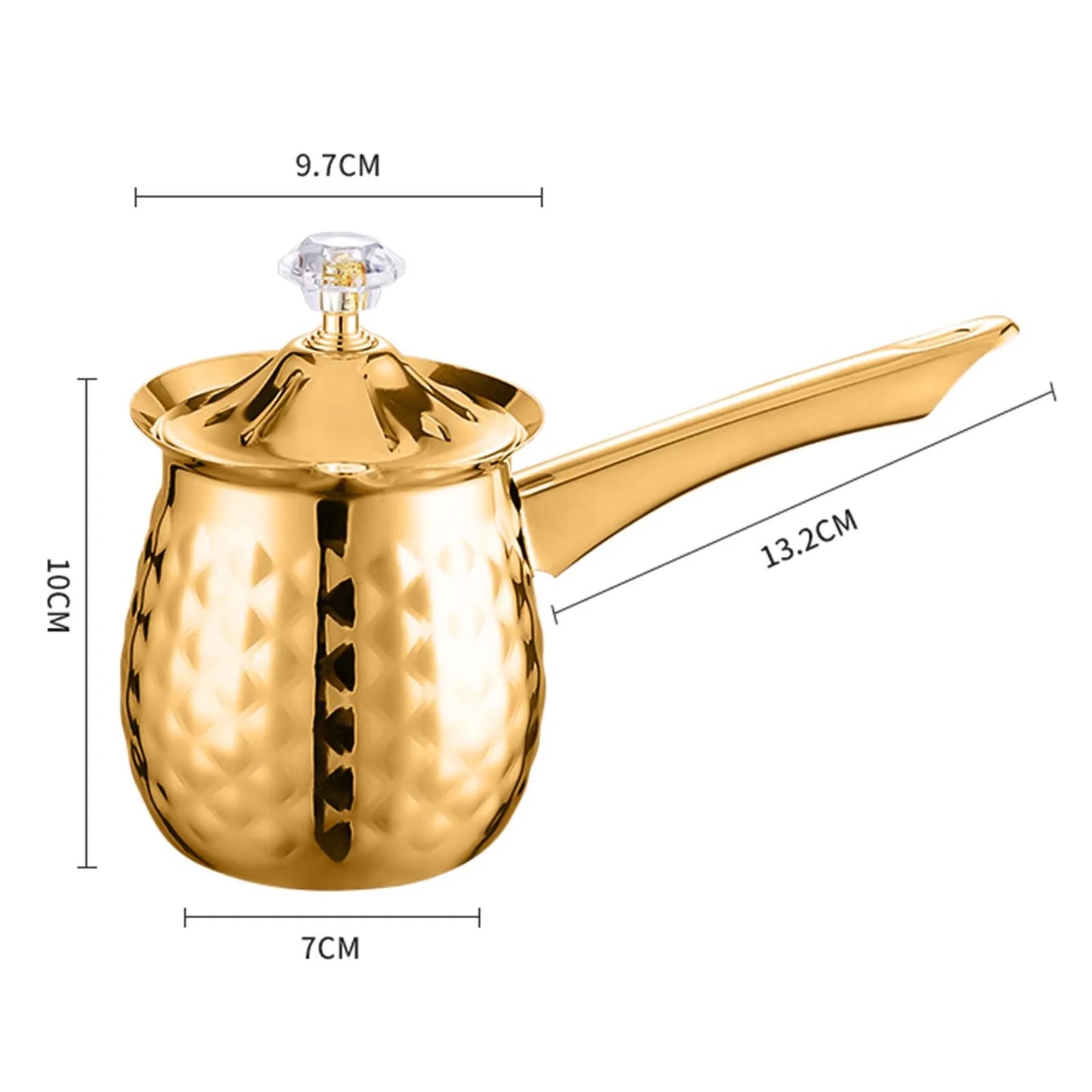 ✨ Pot à Café Turc & Lait Martelé Or – Inox avec Couvercle