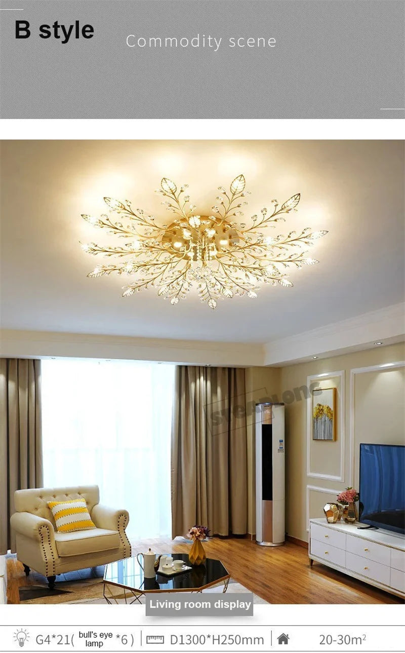 Lustre Plafonnier Cristal Moderne – Élégance & Raffinement