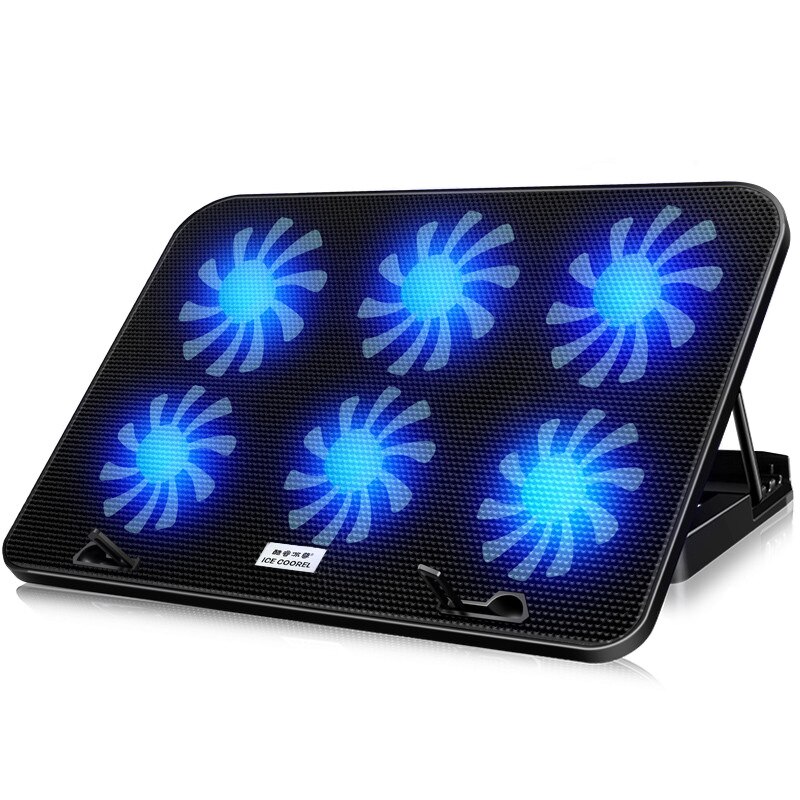 Laptop PC Cooler 2 USB Ports 6 Fan 13-18 Inch / 13à17 pouces