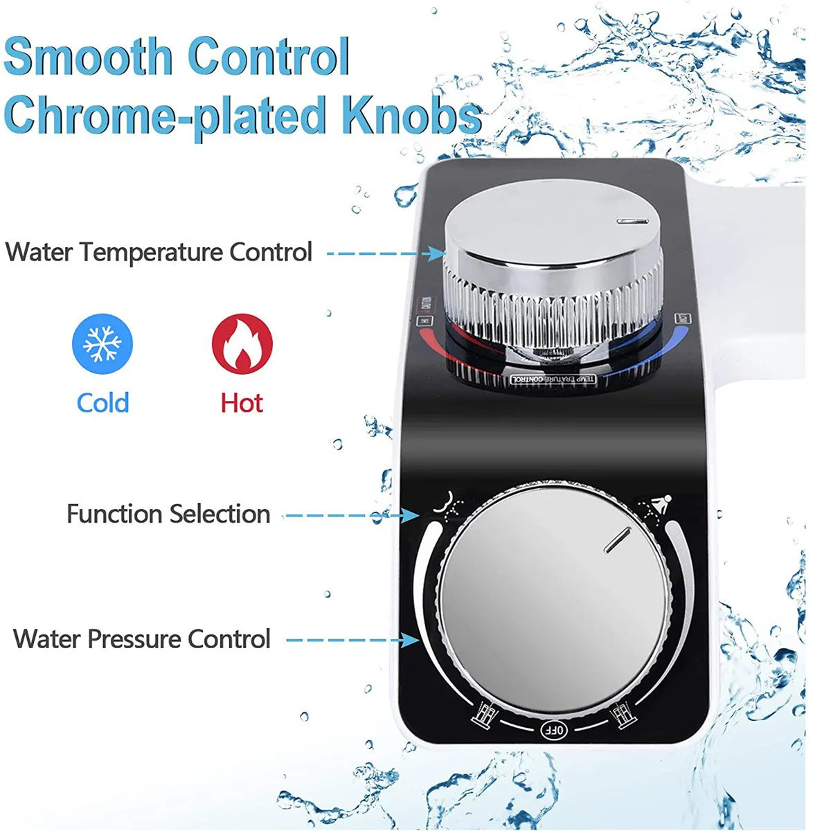 Bidet Attachment Slim Toilet Seat Hot & Cold Double Nozzle Spiral Adjustable Water Pressure Non-Electric Butt Sprayer With Hose