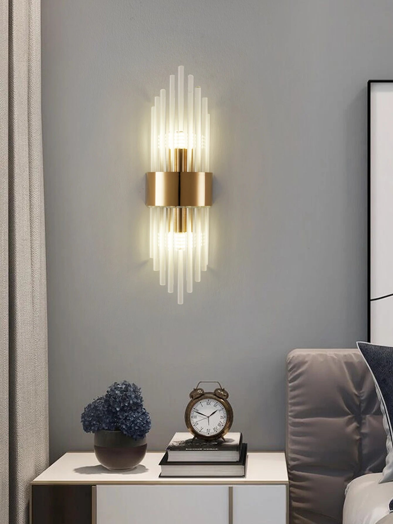 Applique Murale Cristal Moderne – Or / Noir Inox