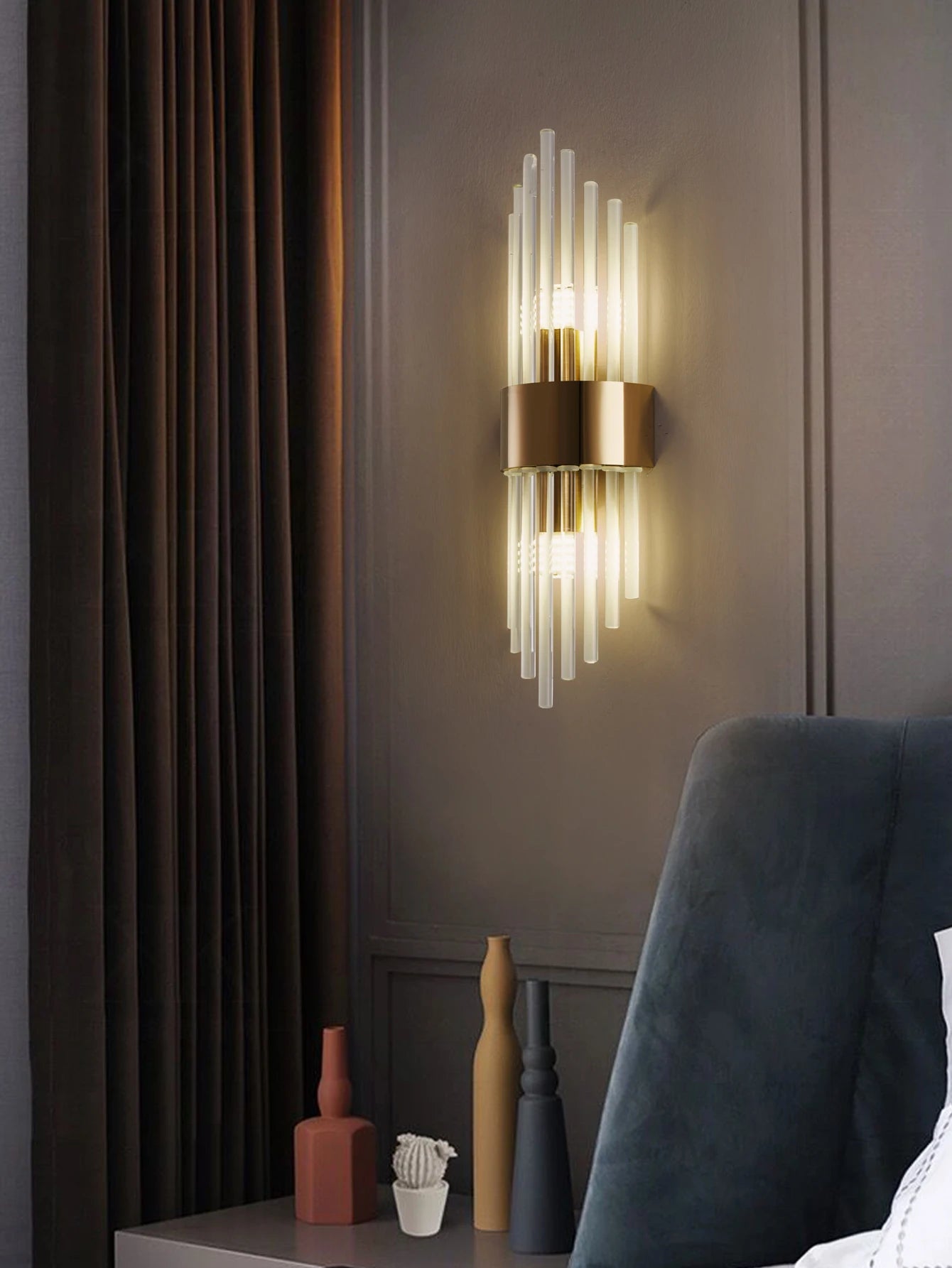 Applique Murale Cristal Moderne – Or / Noir Inox