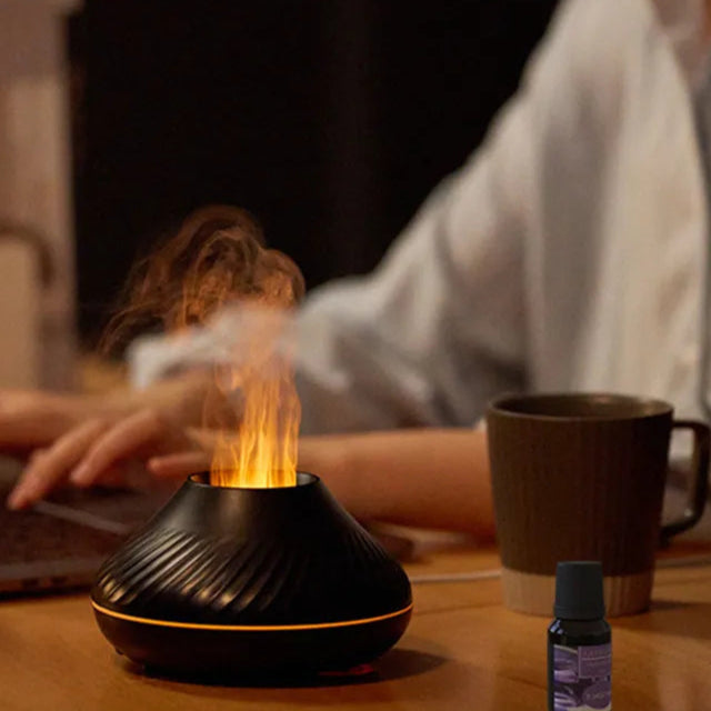 Diffuseur d’Arômes Lampe, Humidificateur – Effet Flamme LED