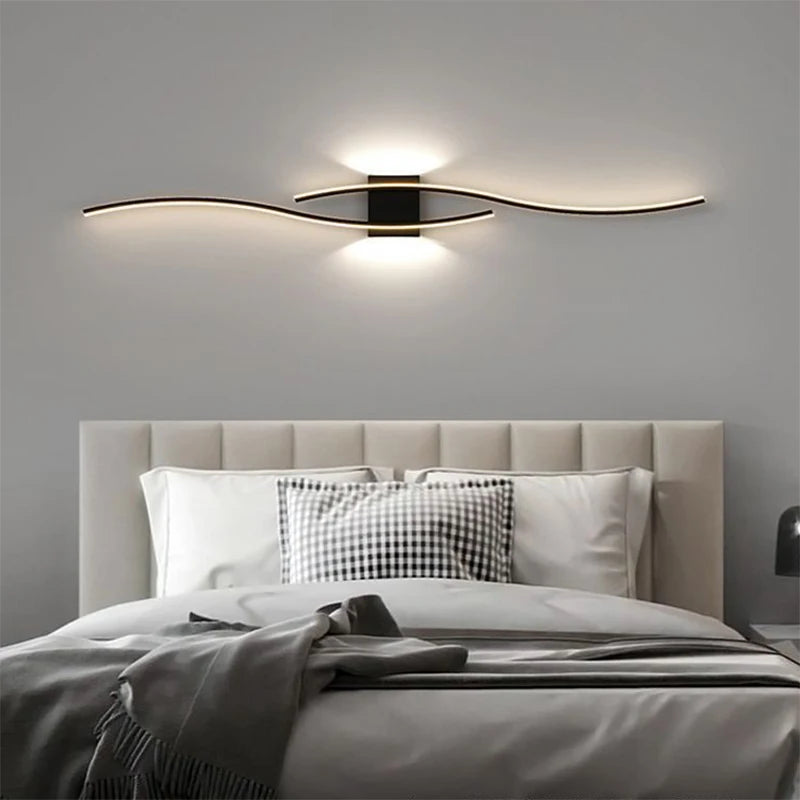 Applique Murale LED Moderne – Double Courbe avec Télécommande