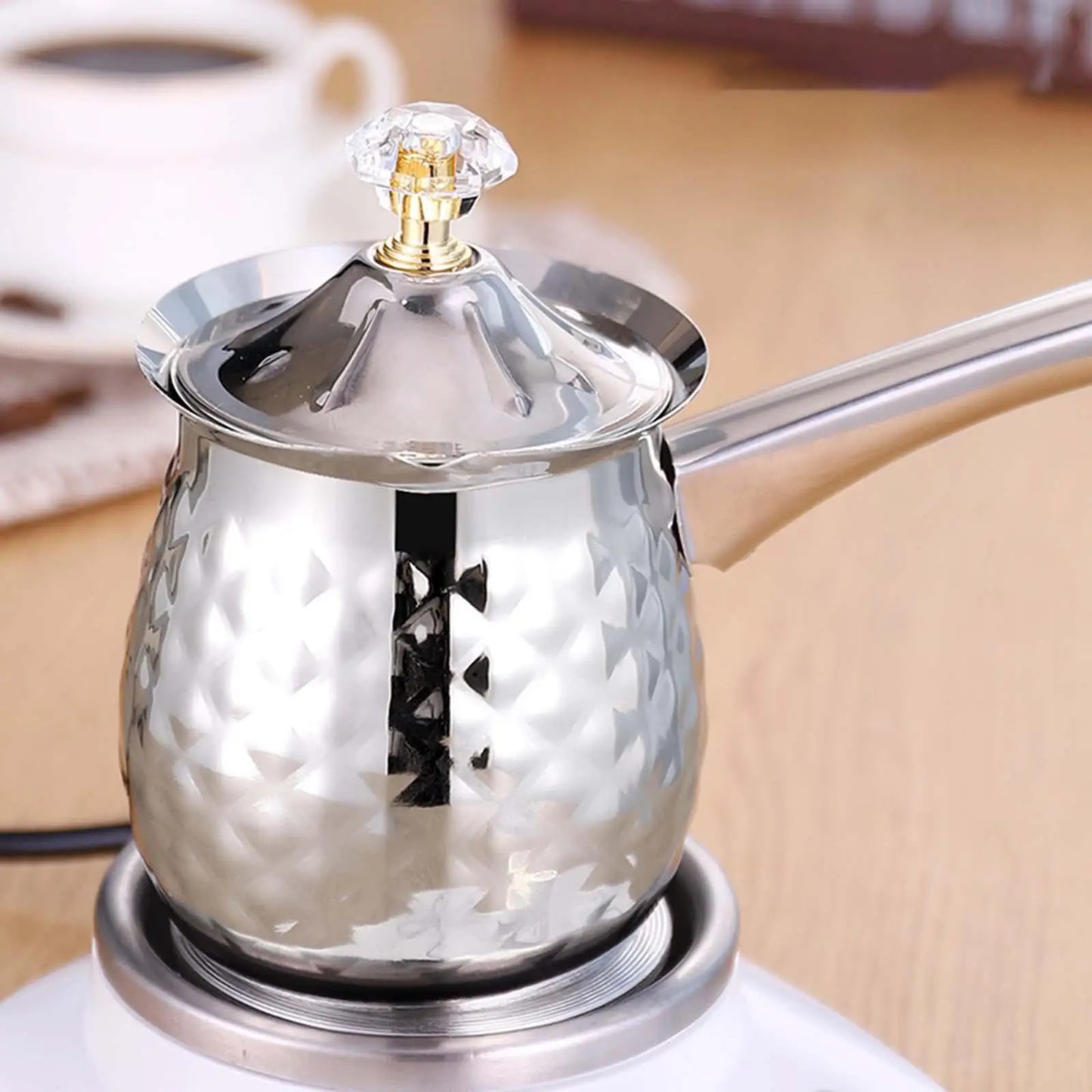 ✨ Pot à Café Turc & Lait Martelé Or – Inox avec Couvercle