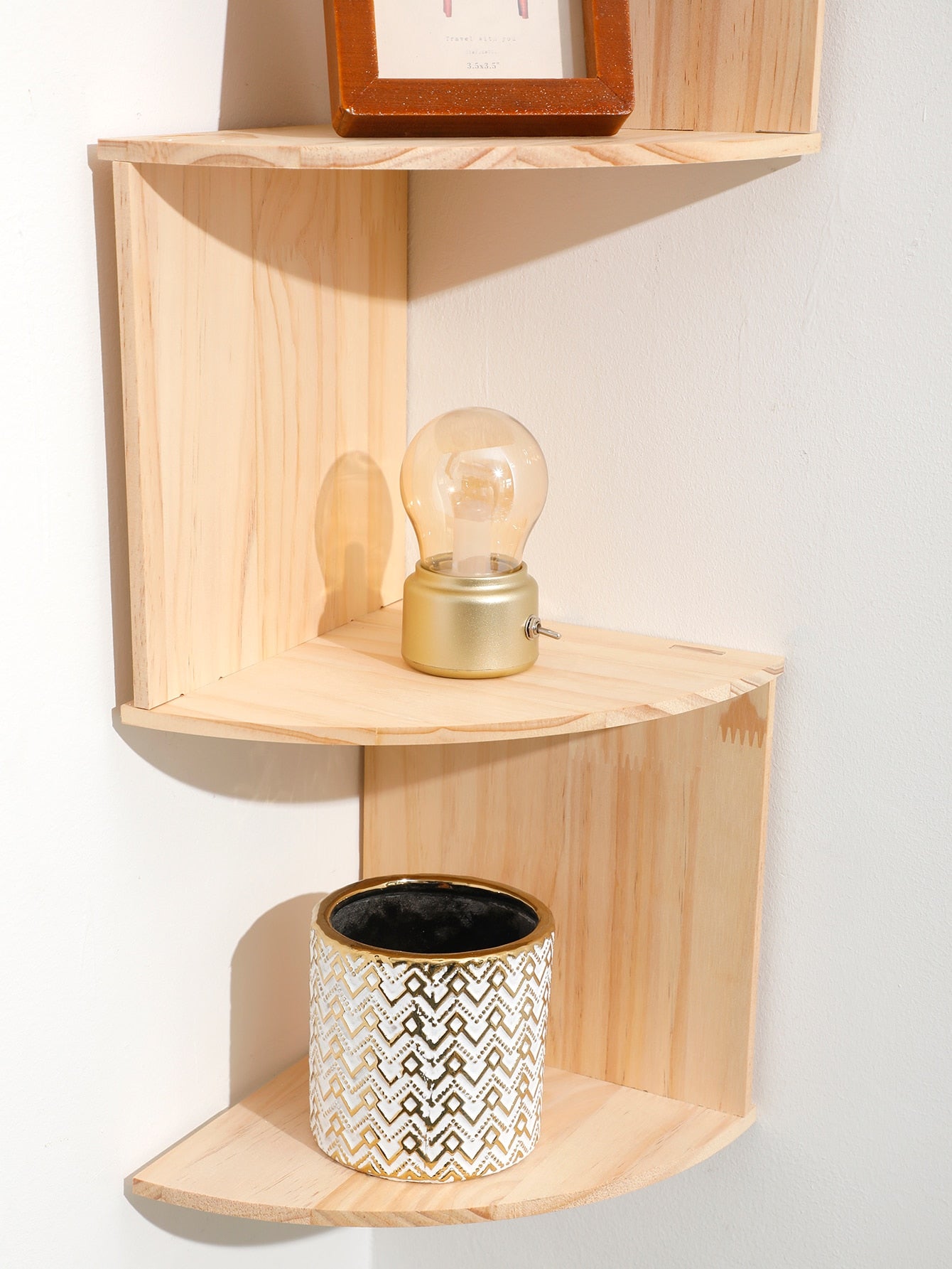 5-Layers Wooden Shelf Wall Corner Organizer