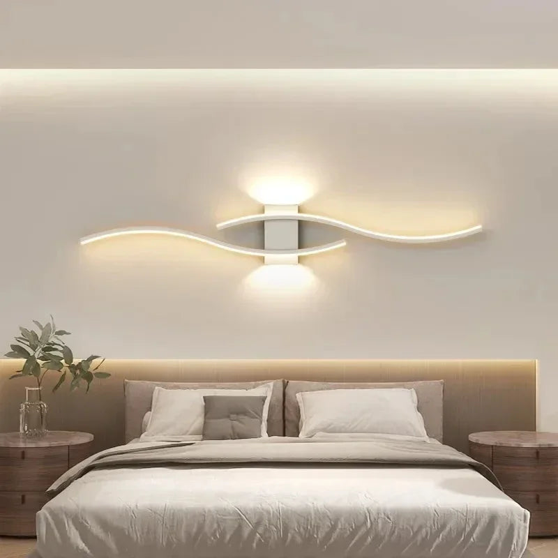 Applique Murale LED Moderne – Double Courbe avec Télécommande