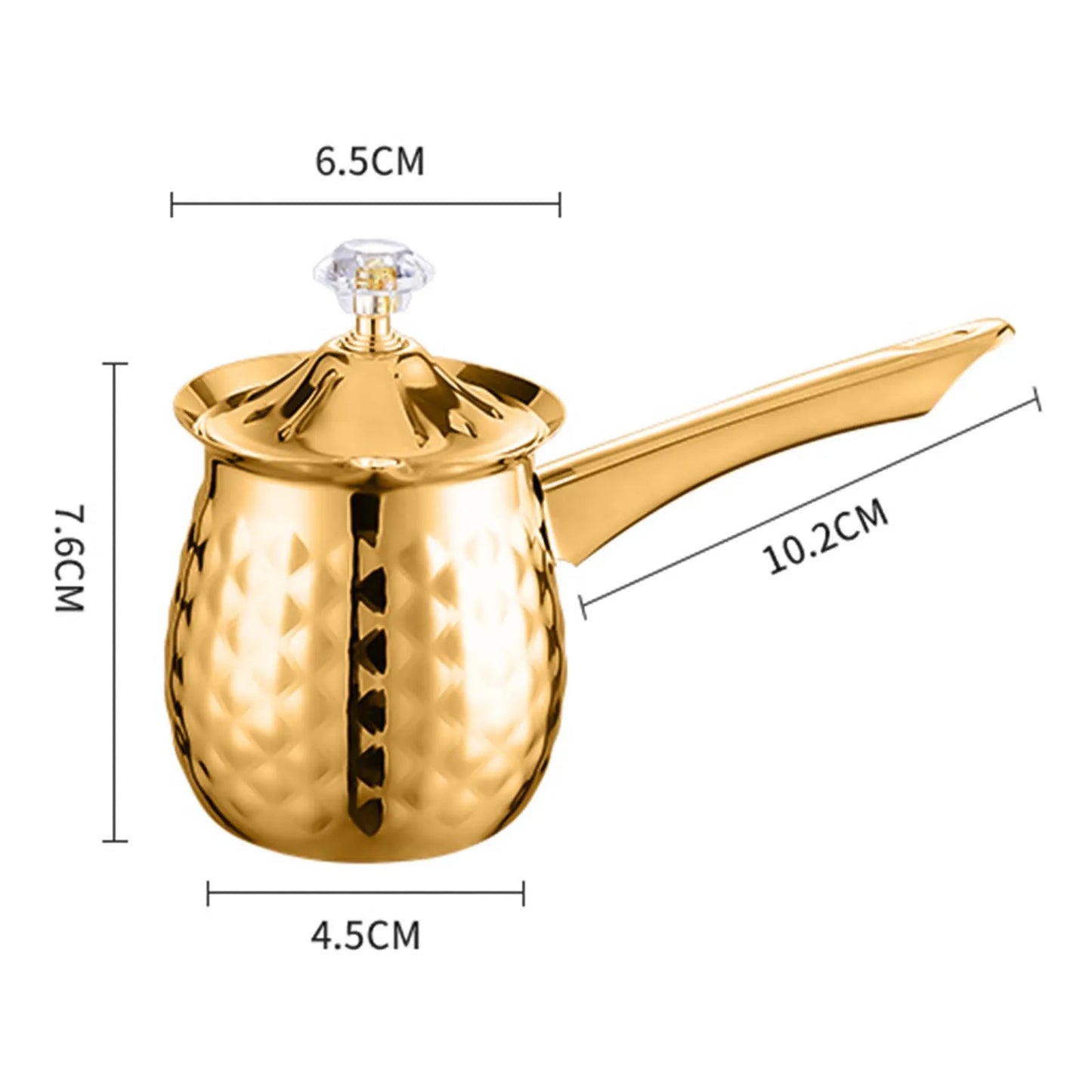 ✨ Pot à Café Turc & Lait Martelé Or – Inox avec Couvercle