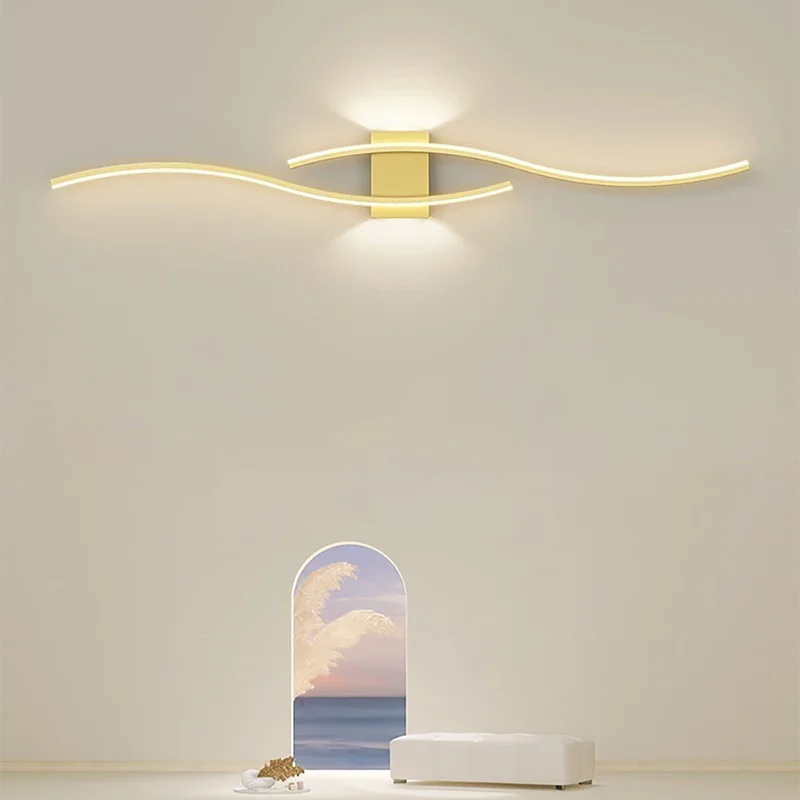 Applique Murale LED Moderne – Double Courbe avec Télécommande