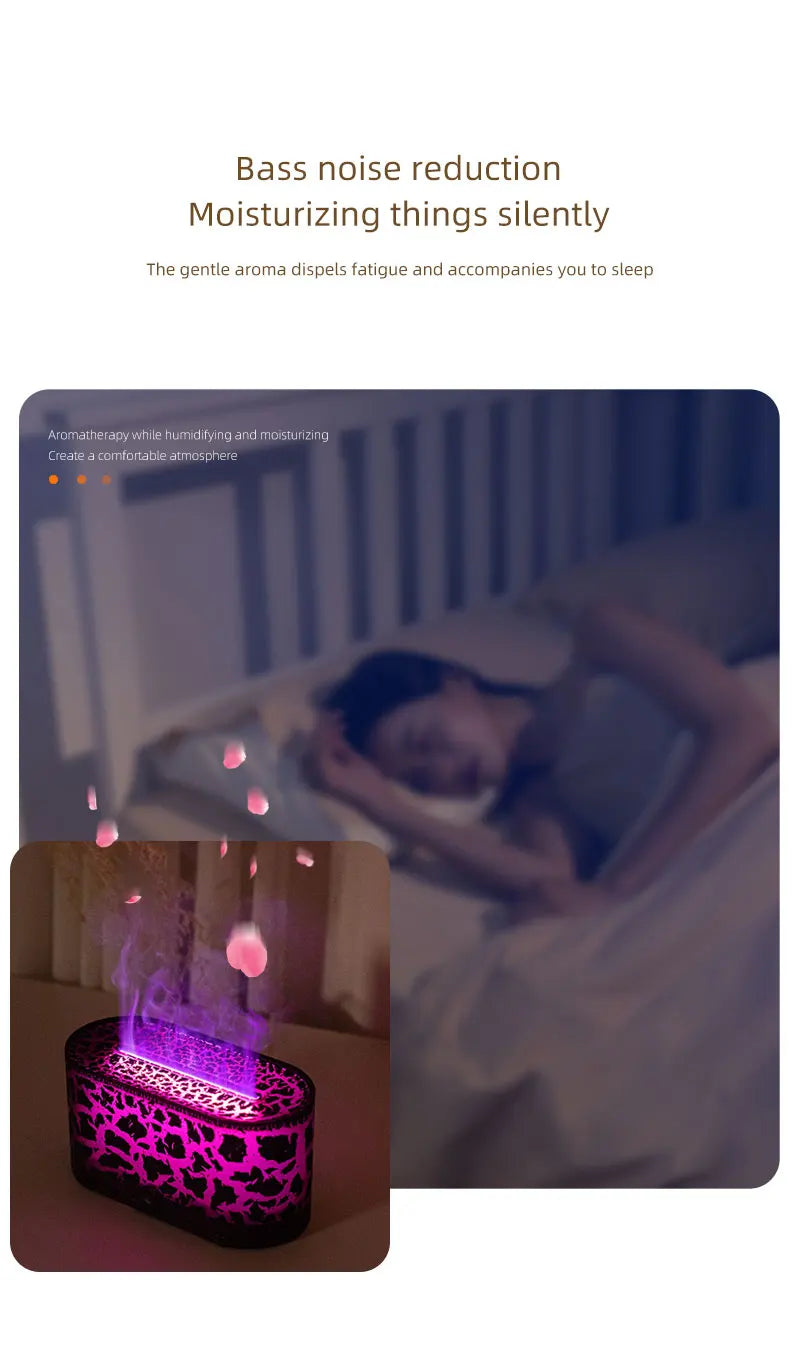 Diffuseur d’Arômes Lampe, Humidificateur – Effet Flamme LED
