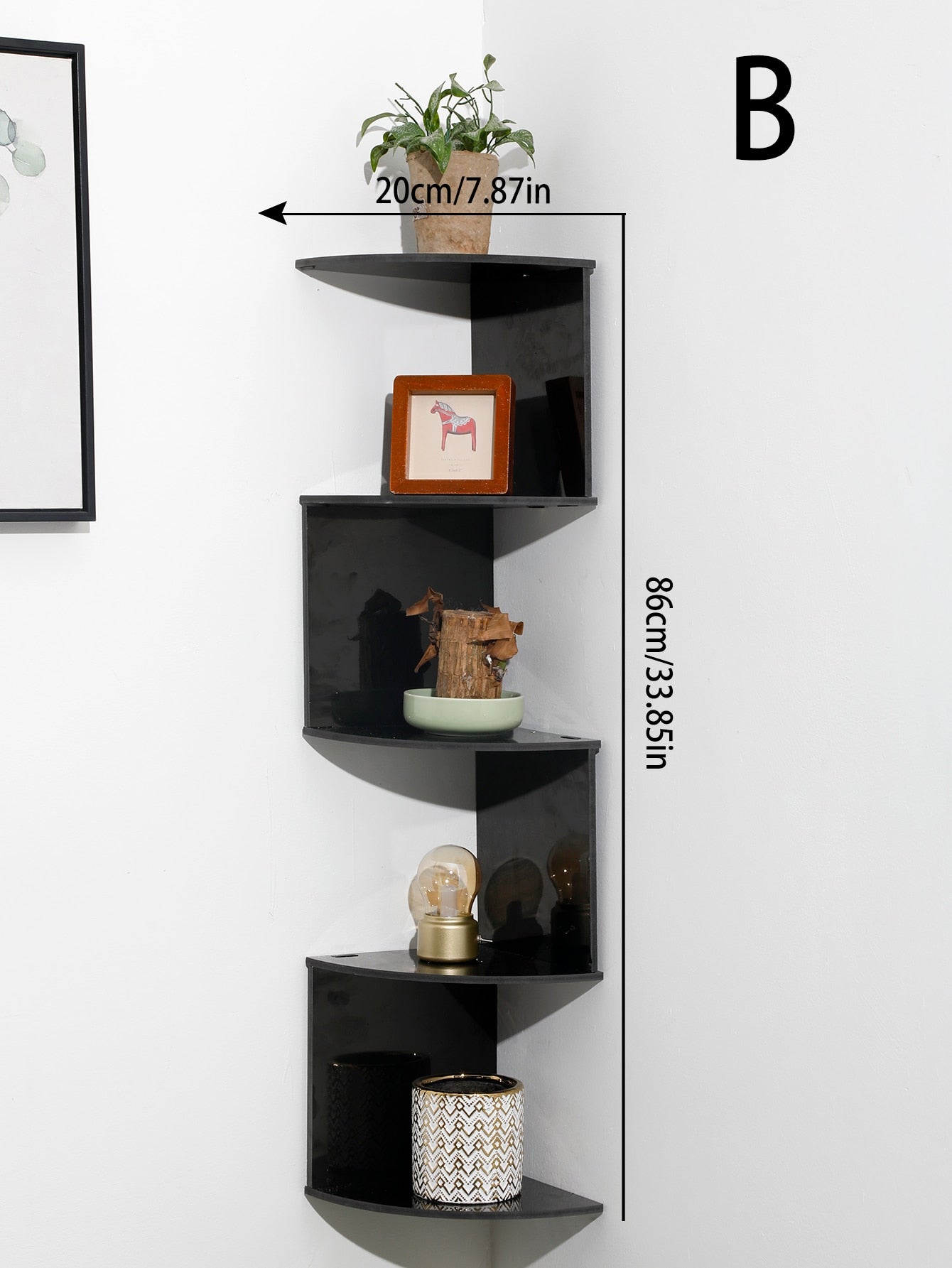 5-Layers Wooden Shelf Wall Corner Organizer