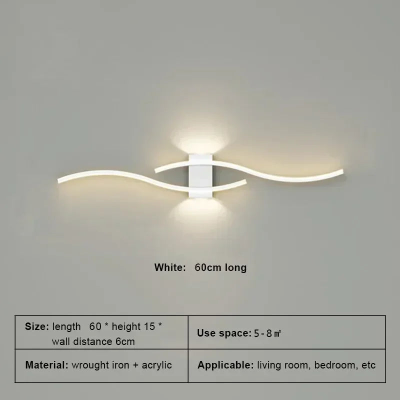 Applique Murale LED Moderne – Double Courbe avec Télécommande