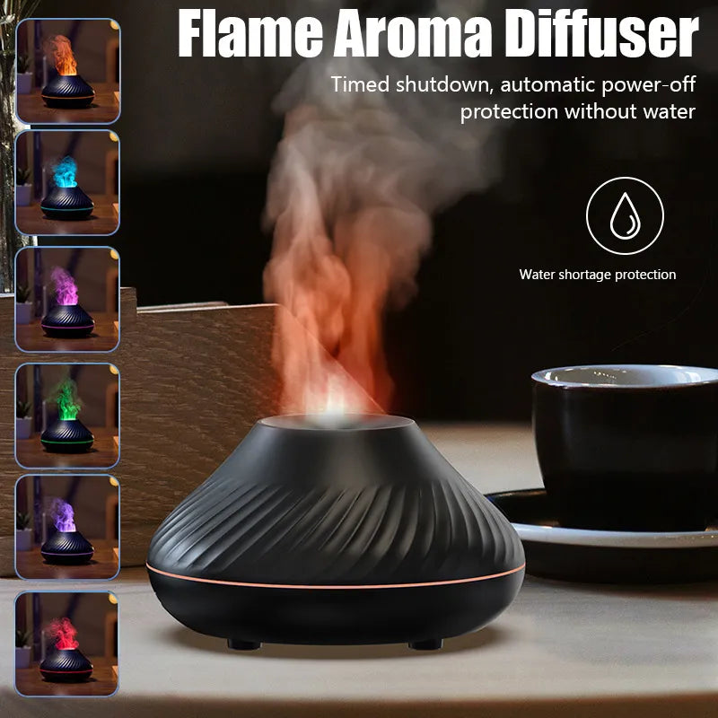 🔥 Diffuseur d’Arômes & Humidificateur – Effet Flamme avec LED