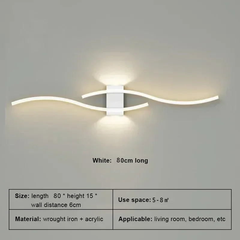 Applique Murale LED Moderne – Double Courbe avec Télécommande