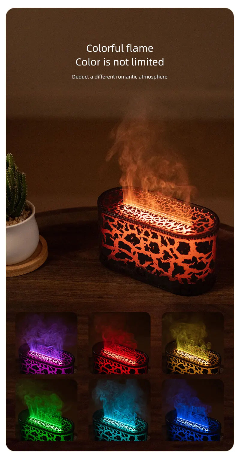 Diffuseur d’Arômes Lampe, Humidificateur – Effet Flamme LED