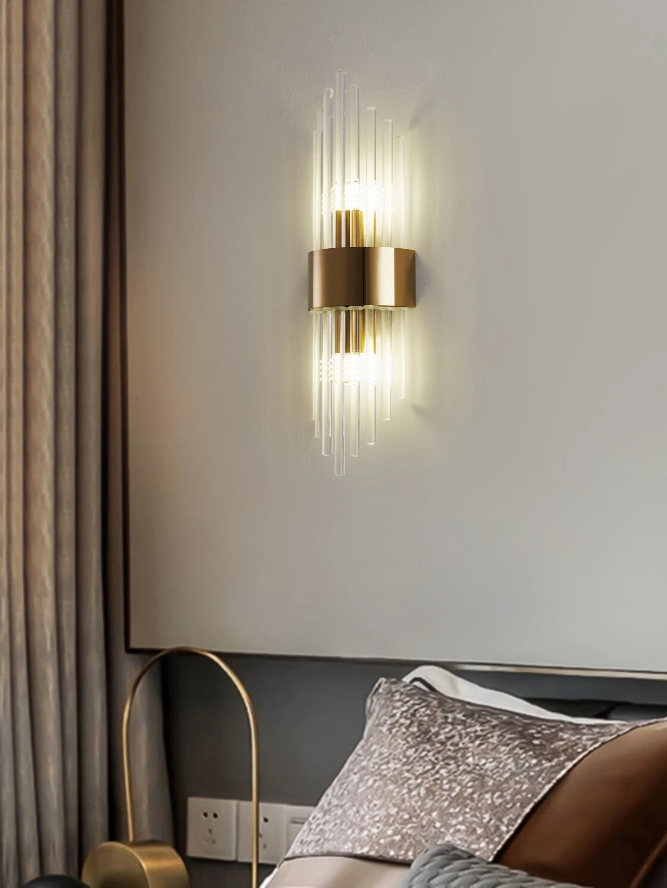 Applique Murale Cristal Moderne – Or / Noir Inox