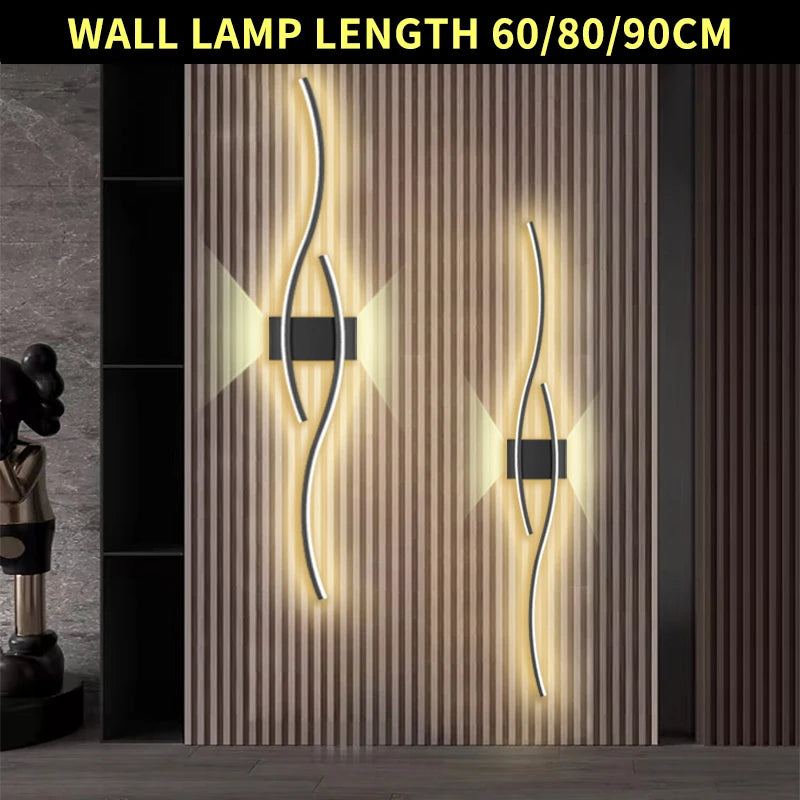 Applique Murale LED Moderne – Double Courbe avec Télécommande
