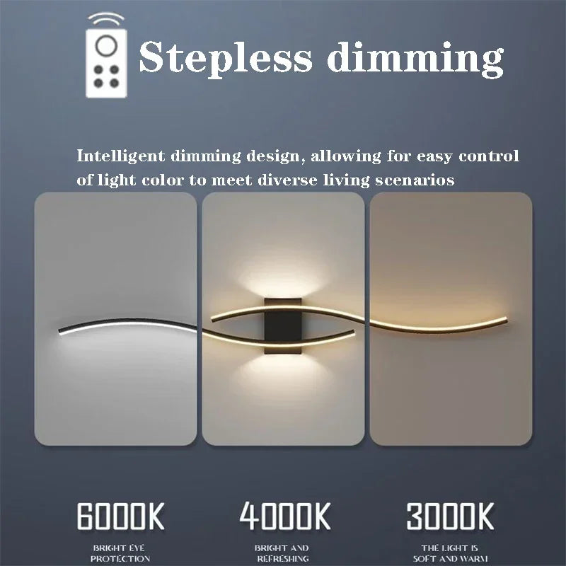 Applique Murale LED Moderne – Double Courbe avec Télécommande
