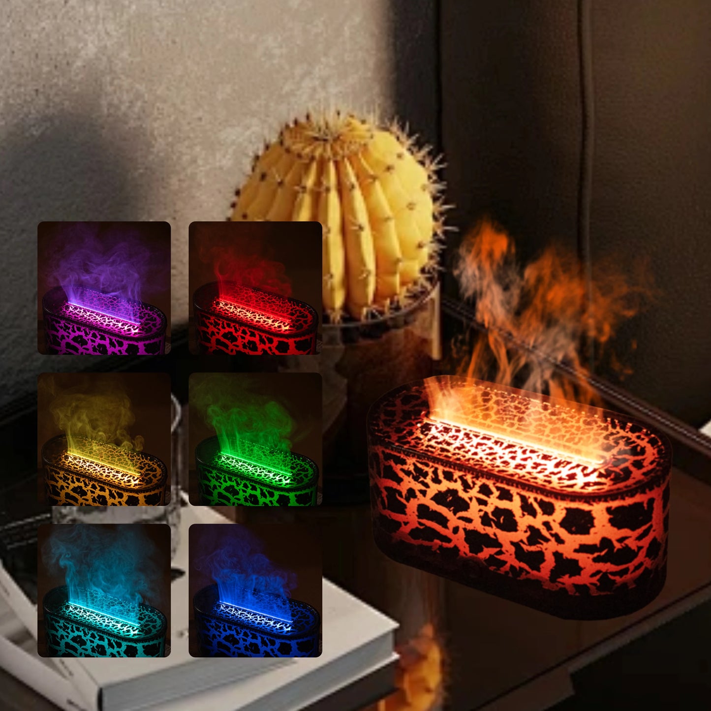 Diffuseur d’Arômes Lampe, Humidificateur – Effet Flamme LED