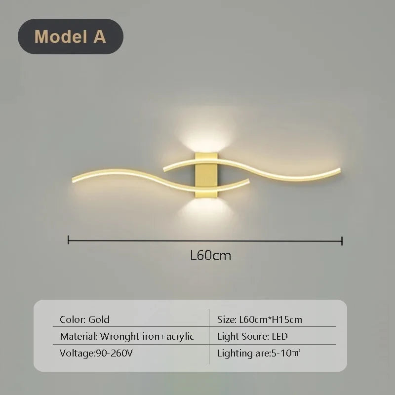 Applique Murale LED Moderne – Double Courbe avec Télécommande
