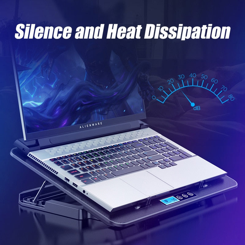 Laptop PC Cooler 2 USB Ports 6 Fan 13-18 Inch / 13à17 pouces