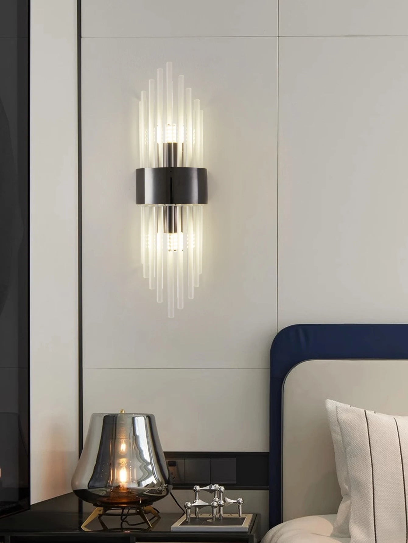 Applique Murale Cristal Moderne – Or / Noir Inox