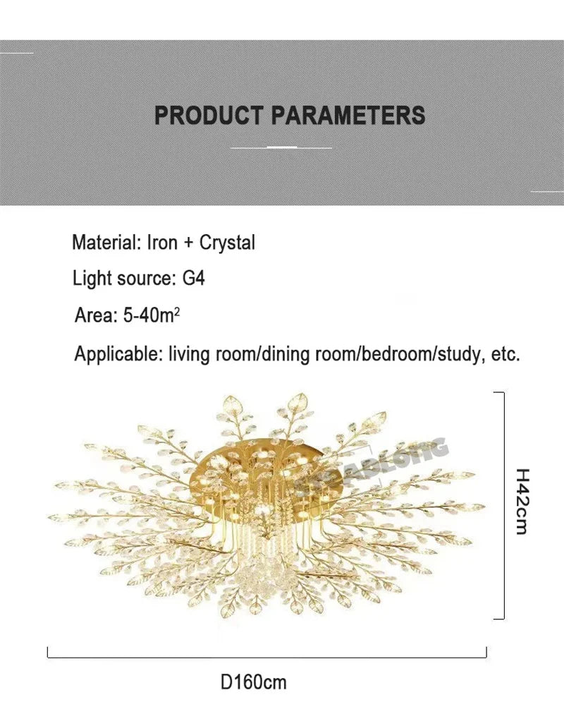 Lustre Plafonnier Cristal Moderne – Élégance & Raffinement