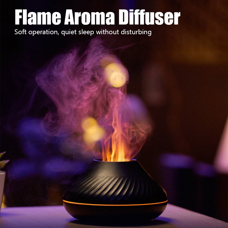 🔥 Diffuseur d’Arômes & Humidificateur – Effet Flamme avec LED