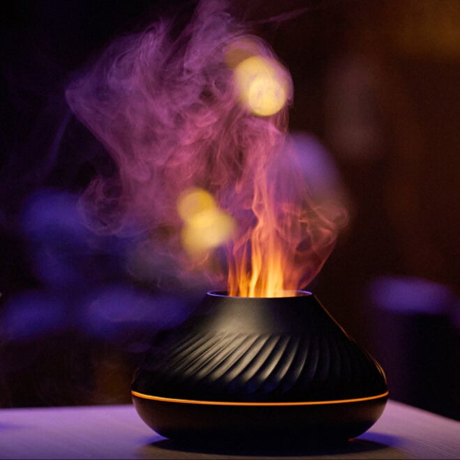 Diffuseur d’Arômes Lampe, Humidificateur – Effet Flamme LED