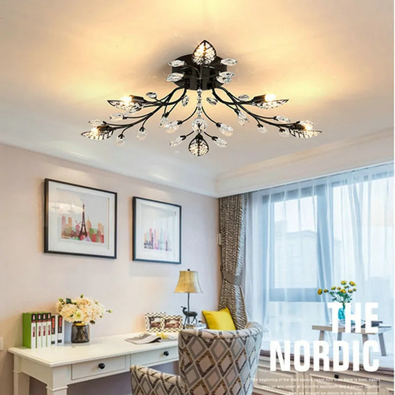 Lustre Plafonnier Cristal Moderne – Élégance & Raffinement