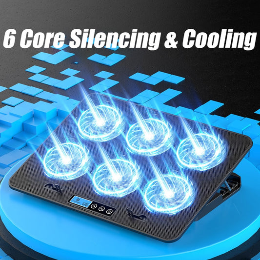 Laptop PC Cooler 2 USB Ports 6 Fan 13-18 Inch / 13à17 pouces