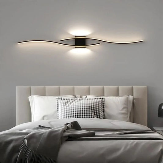 Applique Murale LED Moderne – Double Courbe avec Télécommande