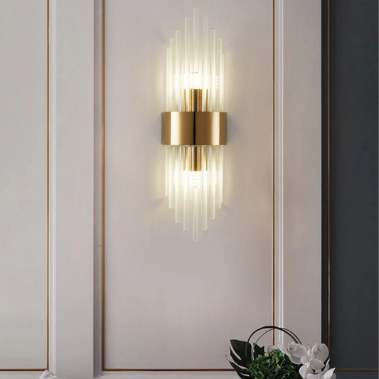 Applique Murale Cristal Moderne – Or / Noir Inox