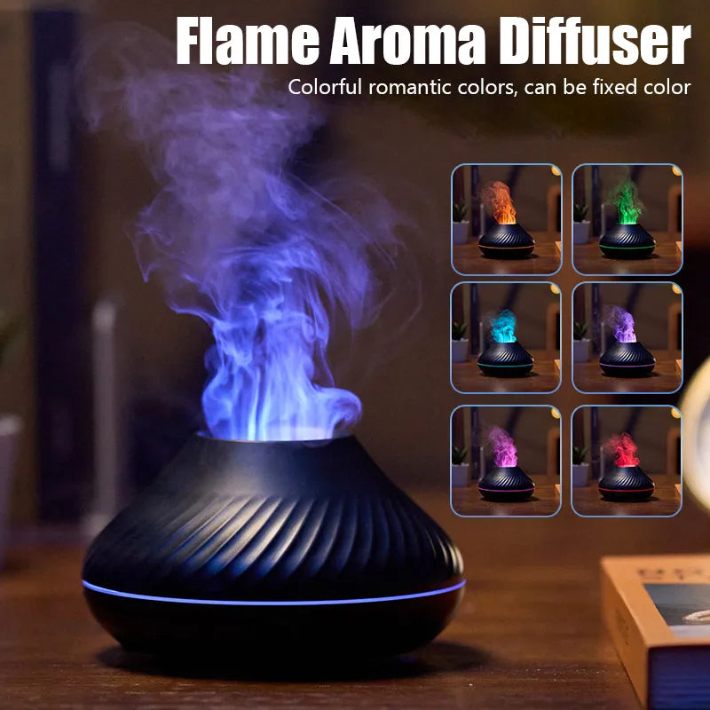 🔥 Diffuseur d’Arômes & Humidificateur – Effet Flamme avec LED